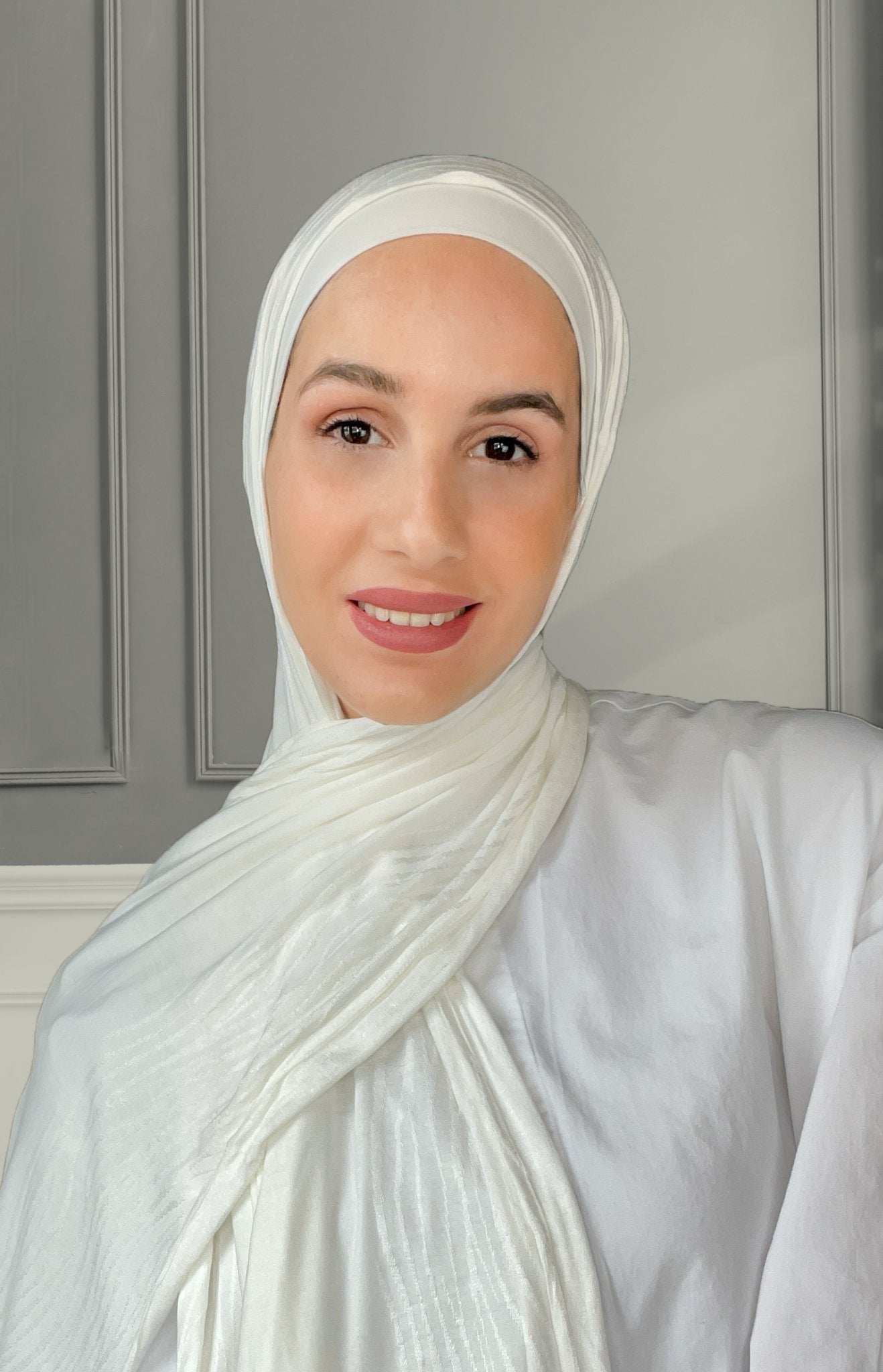Modesty Box Offwhite Patterned Jersey Hijab
